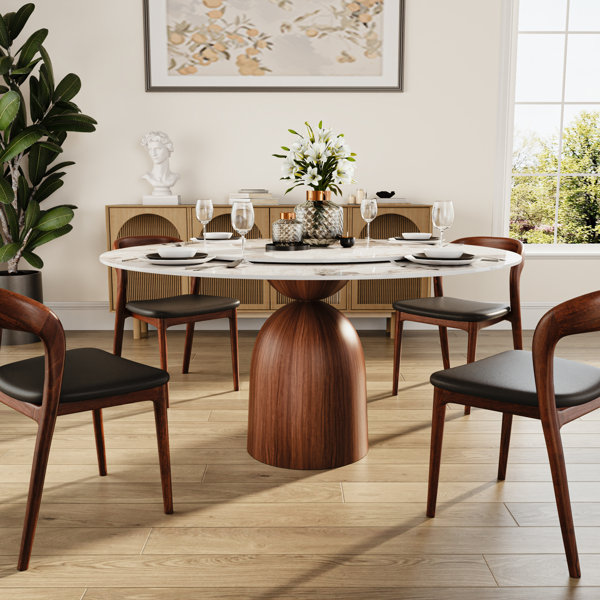 Baofulix 5Pcs Dining Table Set With Removable Lazy Susan Top And 4